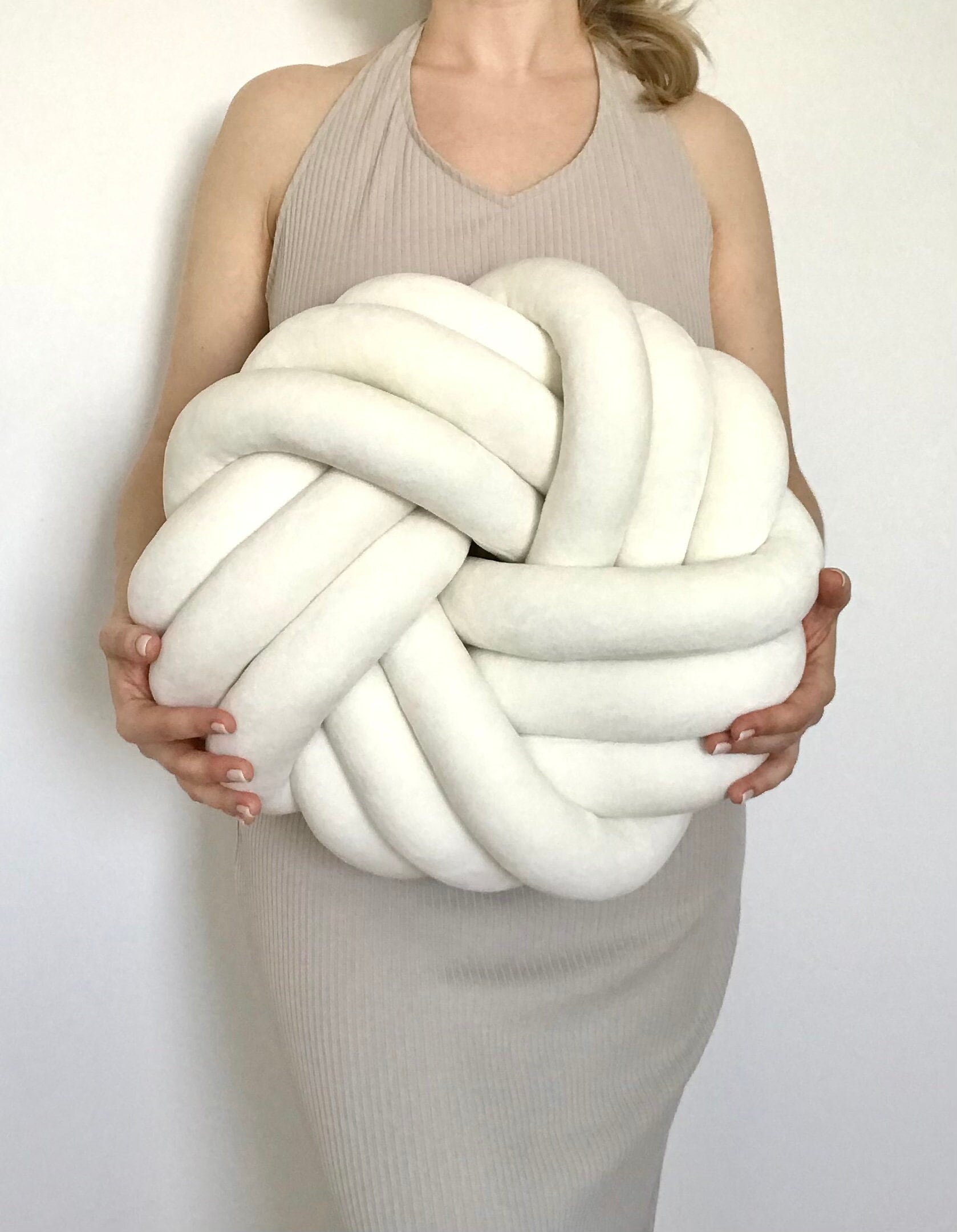 Velvet Knot Pillow Large Round Knot Cushion Scandinavian Etsy