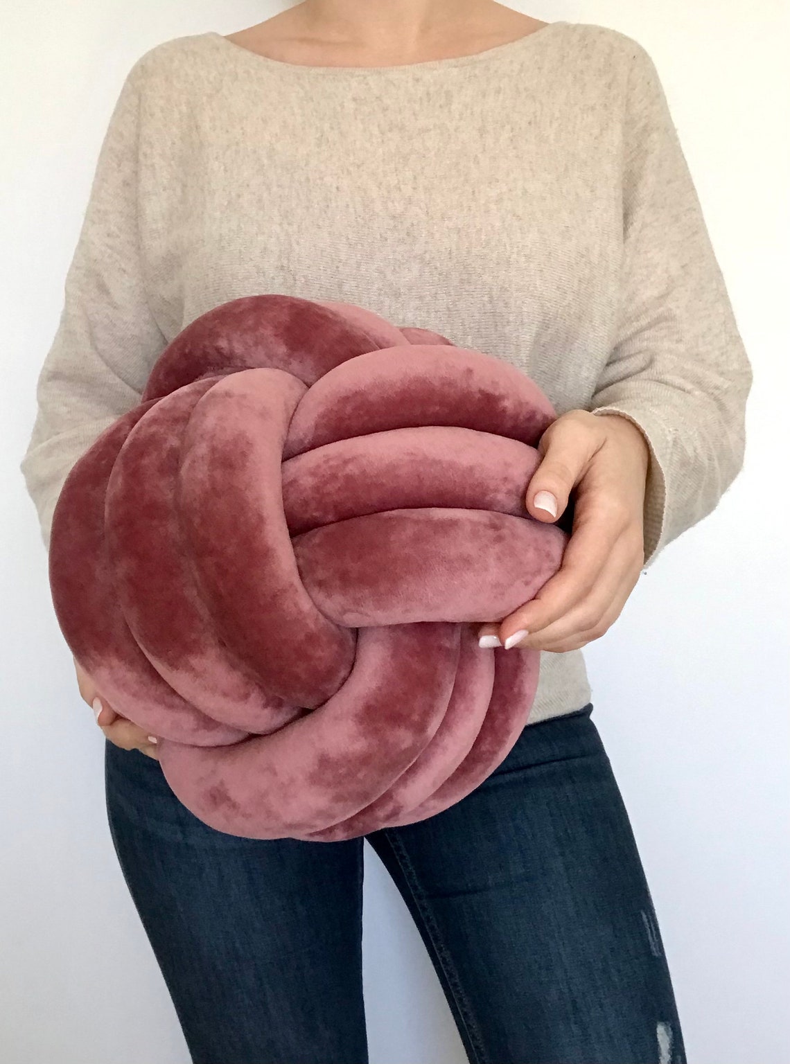 Dusty Pink Knot Pillow Large Velvet Knot Pillow Luxury Knot Etsy