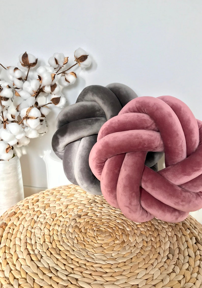 Velvet Knot Pillow Reversible Sphere & Swirl Knot Cushion Etsy