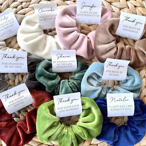 Custom Bridesmaids Name Tag Scrunchie Bridesmaid Proposal Gift Can&#39;t Say I Do Without You Cant Tie The Knot Without You