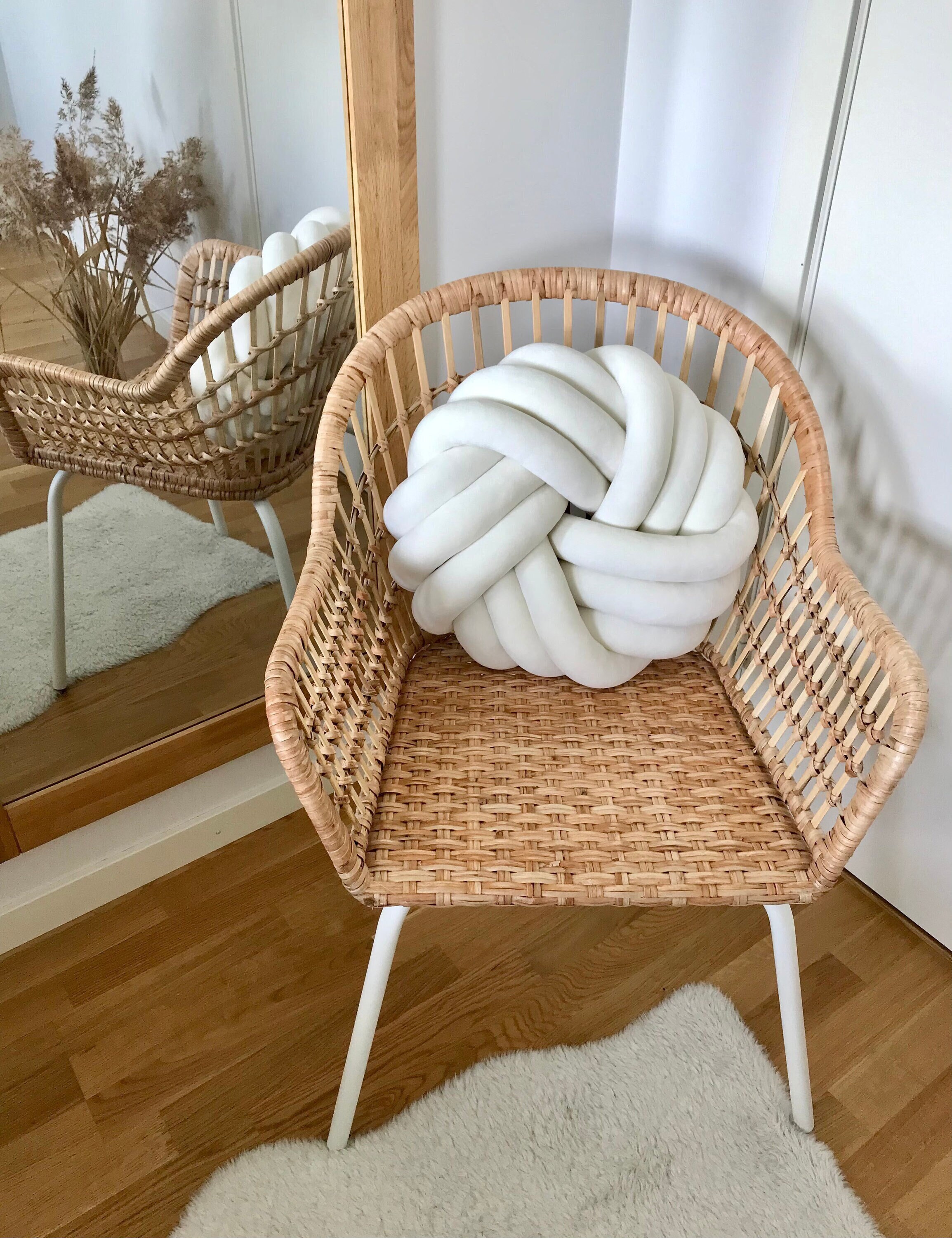 Velvet Knot Pillow Large Round Knot Cushion Scandinavian Etsy