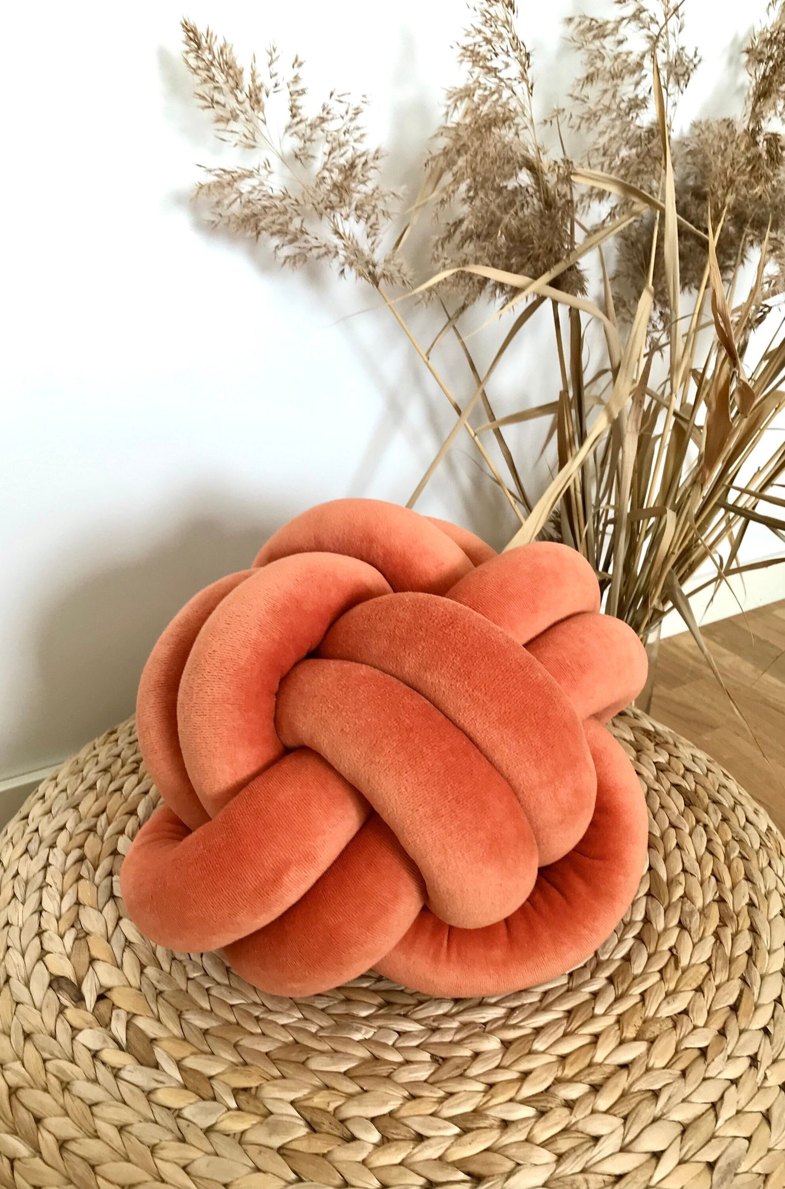Orange Knot Cushion Scandinavian Knot Pillow ember Large Etsy