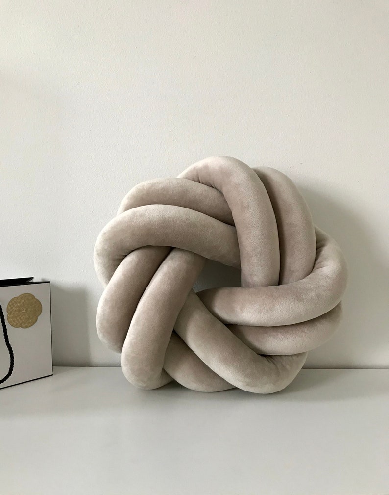 Velvet Knot Pillow Reversible Sphere & Swirl Knot Cushion Etsy