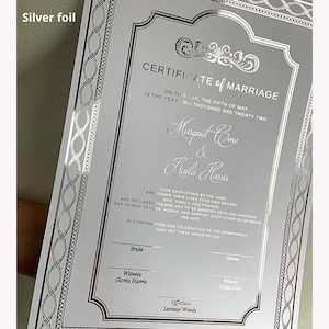 Certificat de mariage déjoué | Certificat de luxe | Dossier | personnalisé | personnalisé | déjouer | mariage | cérémonie de mariage