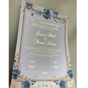 Certificat de mariage de luxe déjoué | certificat de mariage | impression de mariage | cadeau de mariage | jeunes mariés | contrat de mariage personnalisé