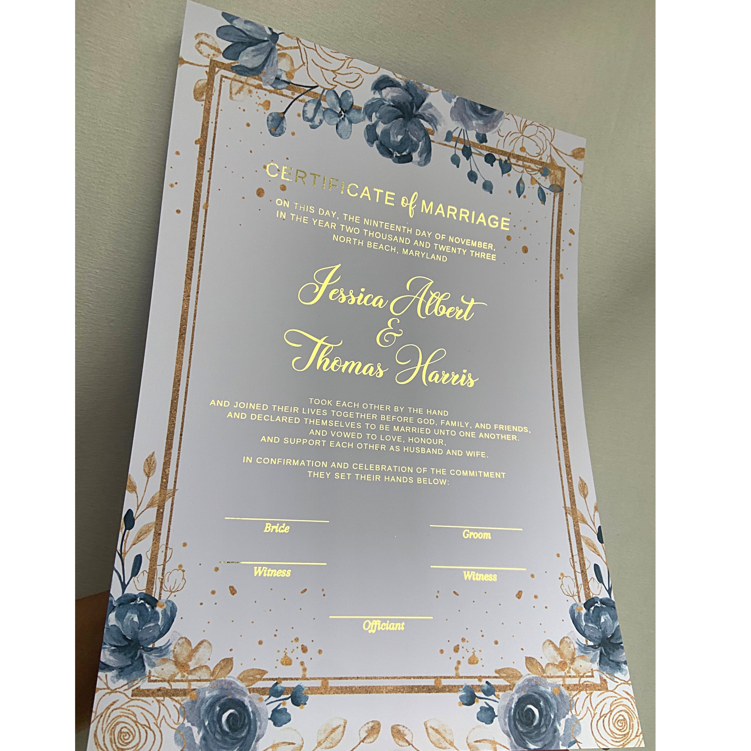 Luxus folierte Hochzeitsurkunde | Hochzeitszertifikat | Hochzeitsdruck | Hochzeitsgeschenk | frisch vermählt | personalisierten Hochzeitsvertrag