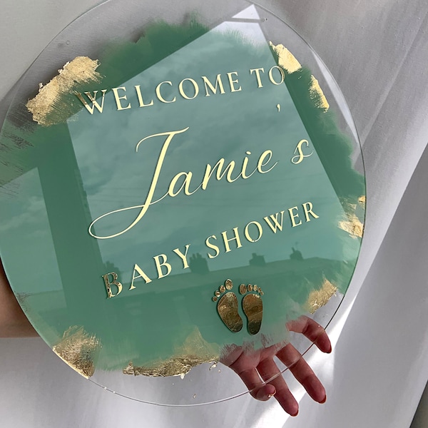 Acrylic Sign | Round acrylic sign | wedding sign | baby shower sign | married | anniversary | birthday sign | signage | gold leaf | paint