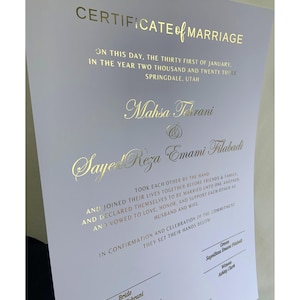 Certificat de mariage chic simple déjoué de luxe | certificat de mariage | impression de mariage | cadeau de mariage | jeunes mariés | contrat personnalisé