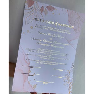 Luxus folierte Hochzeitsurkunde | Hochzeitszertifikat | Hochzeitsdruck | Hochzeitsgeschenk | frisch vermählt | personalisierten Vertrag