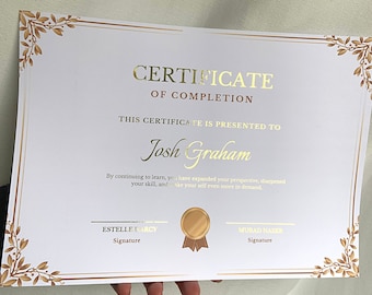 Certificat d'achèvement déjoué | certificat d'appréciation | certificats | feuille d'or | certificat de luxe | certificat a4 | collègues de travail