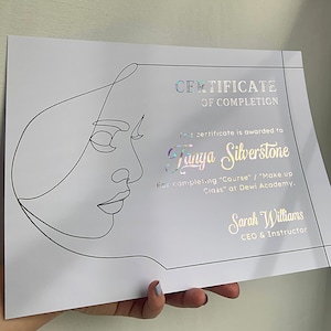Foiled Certificate of completion | certificate of appreciation | course completion| beauty therapist | a4 certificate | co workers | lashes
