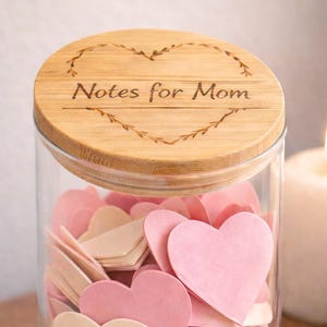 Personalized Love Notes Jar for Mom - Custom Mother’s Day Memory Keepsake with Bamboo Lid