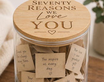 Personalized Birthday Memory Jar, Reasons We Love You, Milestone Birthday Gift, Mom Grandma Keepsake, Custom Number & Name