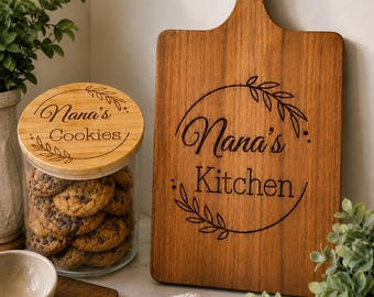 Personalized Grandma Cookie Jar & Cutting Board Gift Set