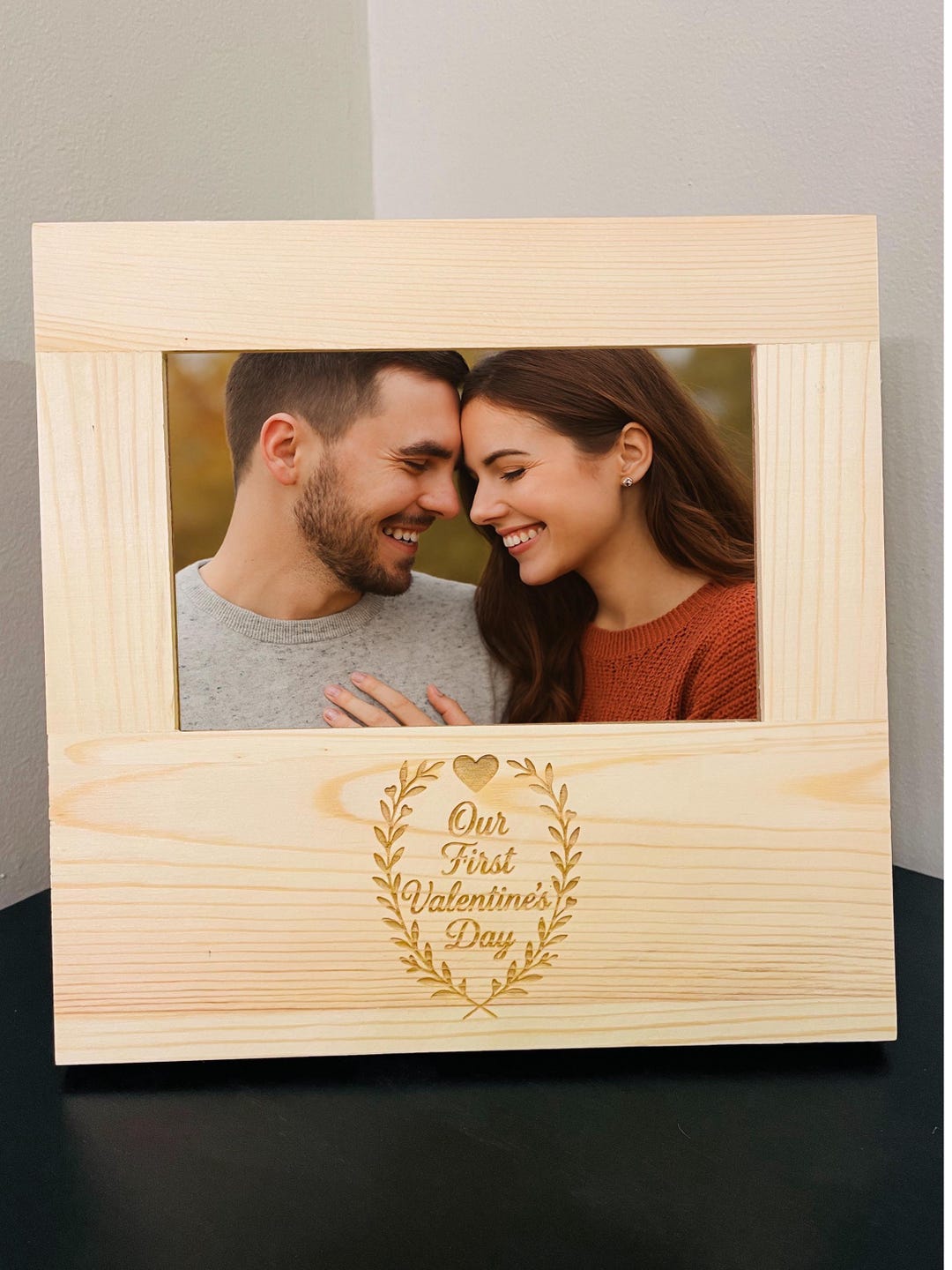 First Date Photo Frame Our First Valentine’s Day Picture Frame • Personalized Name & Date Add ...
