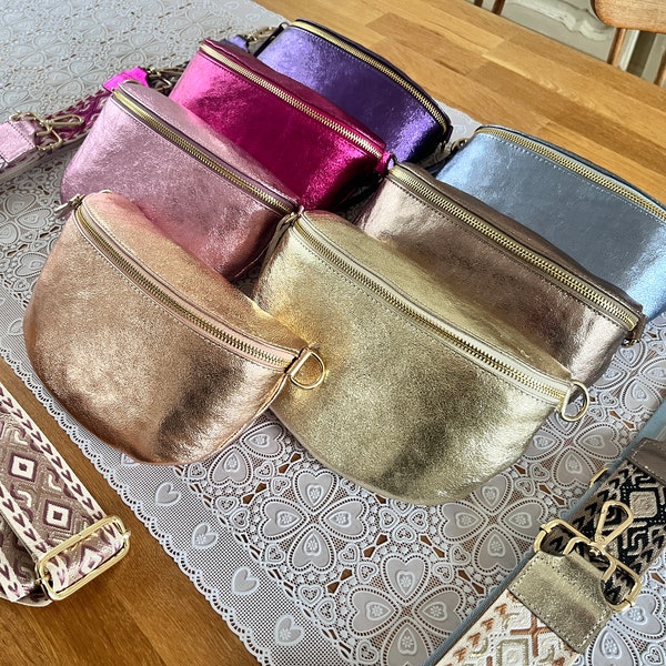 Sac Banane 100% cuir irisé + deux bandoulières réglables