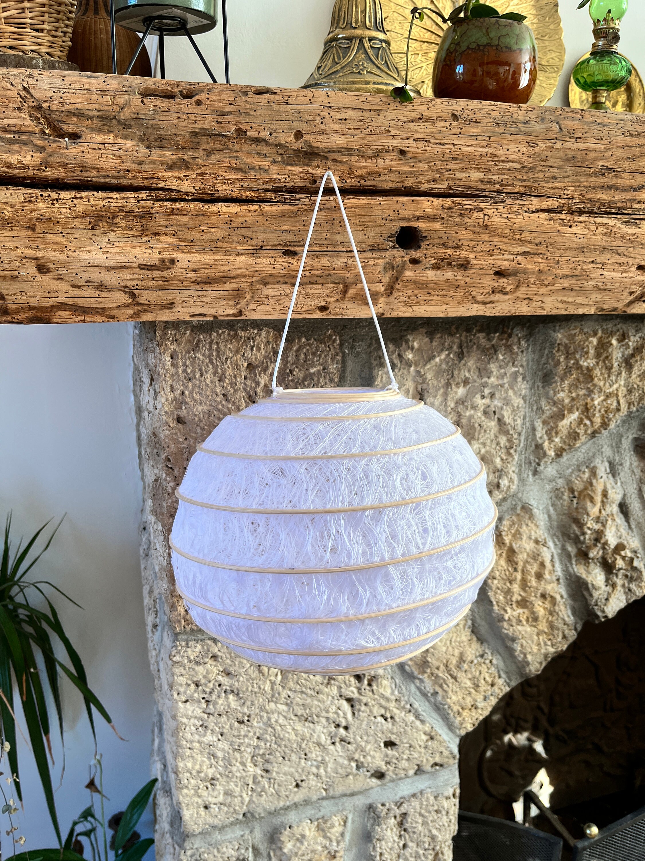 Lampion Tissé, Rose ou Blanc, 20-25cm. Bohème, Nature, Enfant.