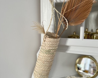 Palm leaf hanging basket