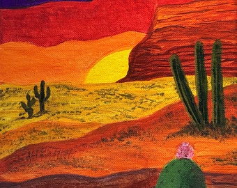 Acrylic Painting on Canvas, Desert evening