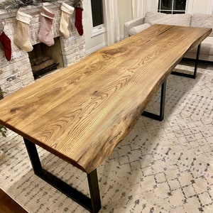 Live Edge Double Desk Hand Made Using Solid Elm Wood