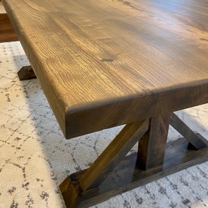 Solid Elm Dining Table with Trestle Legs