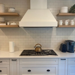 Handcrafted Solid White Oak Floating Shelves with Steel Wall Mounting Brackets