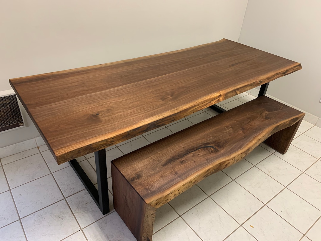 Walnut Dining Table and Bench - Etsy