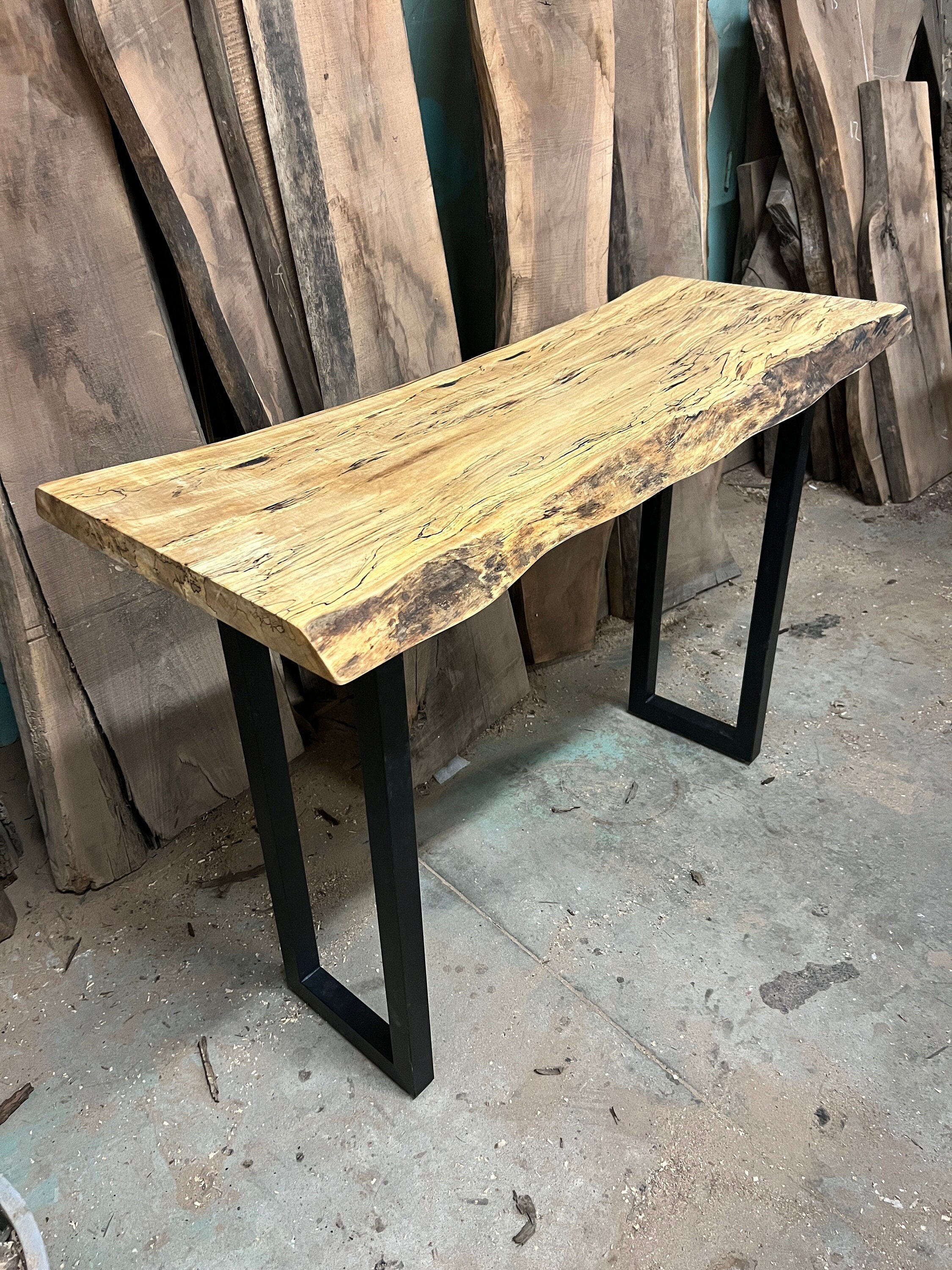 Live Edge Epoxy Bar Top With Industrial Base