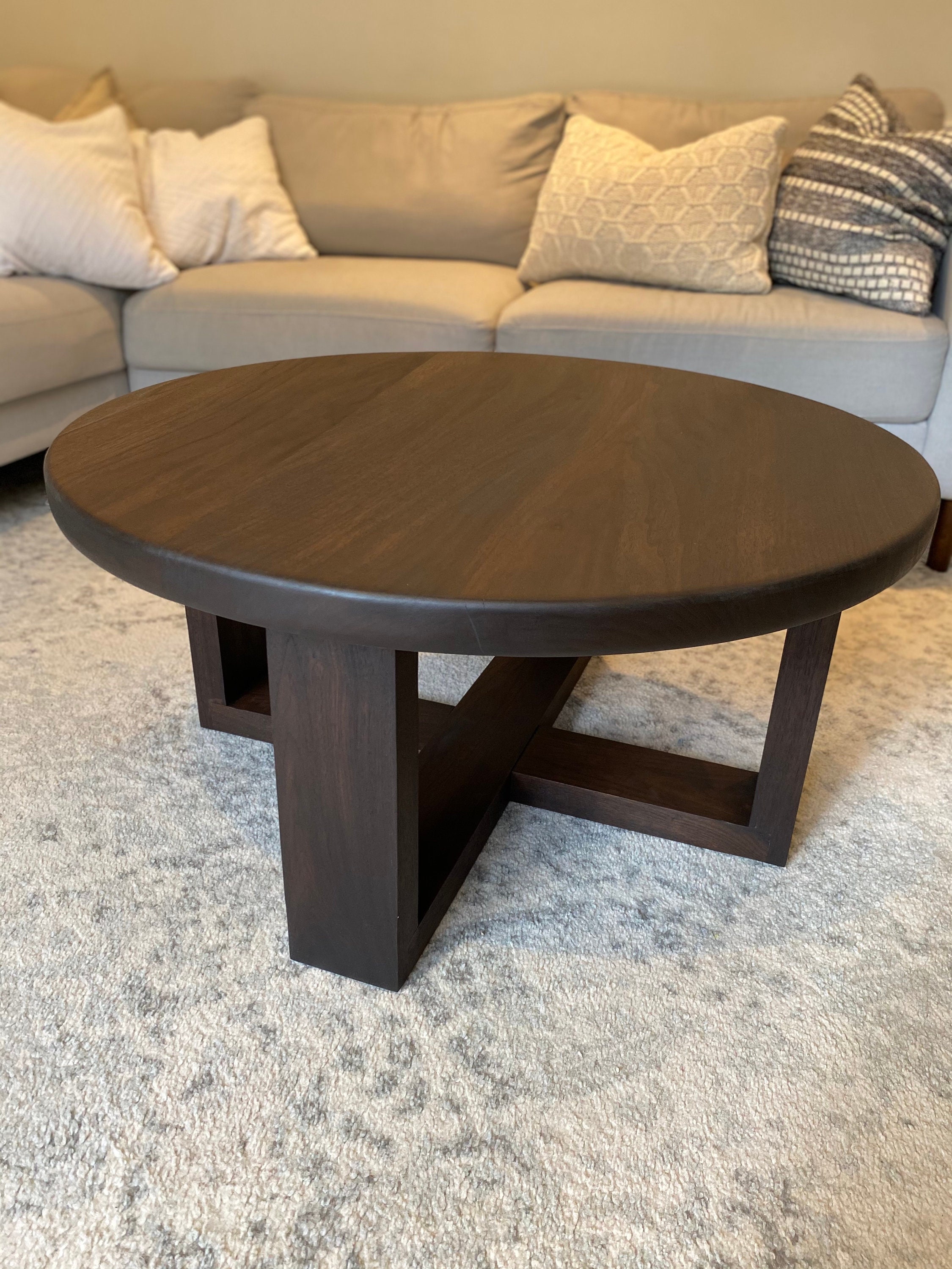 Custom Made Black Walnut Round Coffee Table Etsy