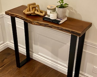 Live Edge Black Walnut Sofa Console Bar Table