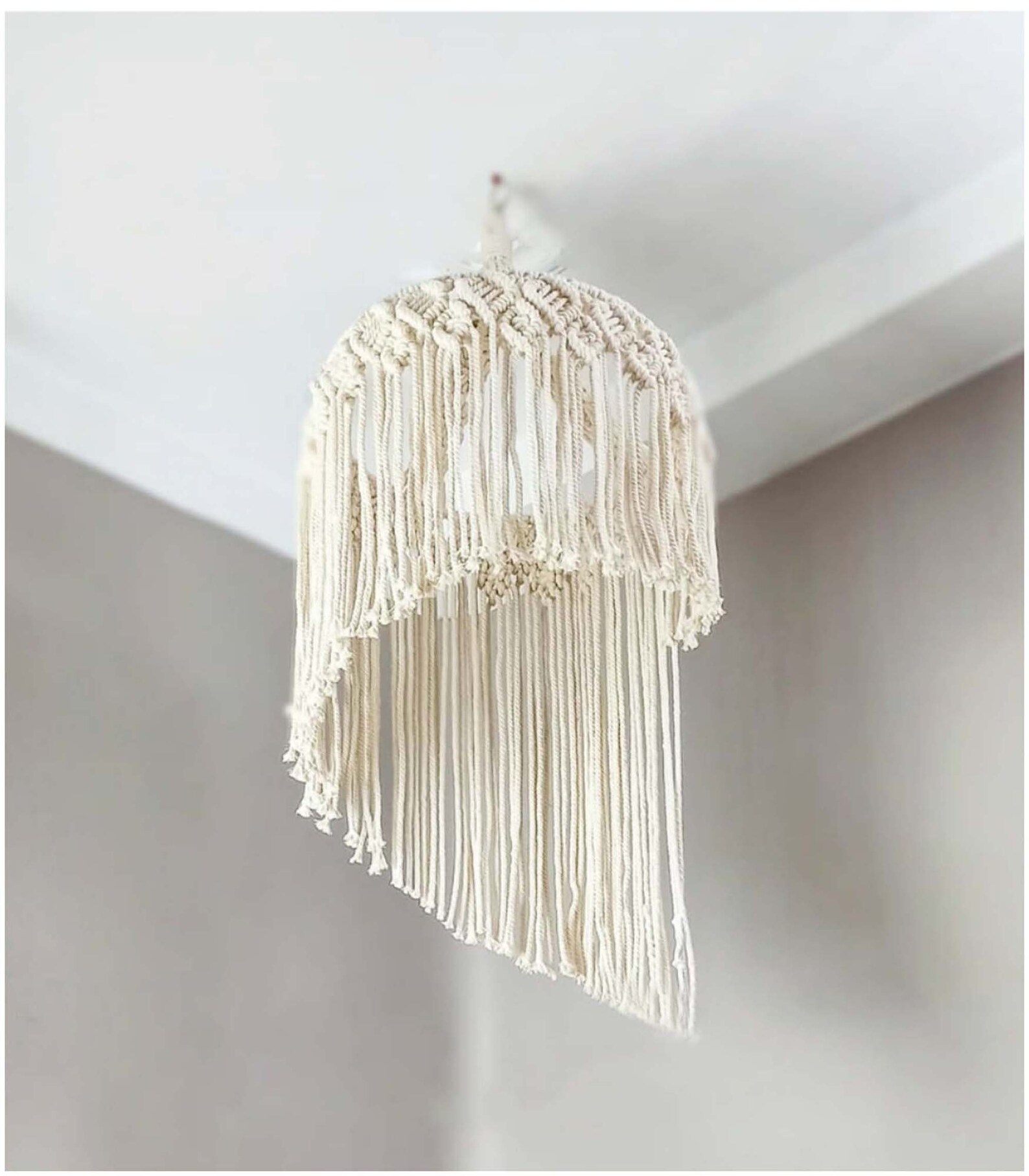 Woven Macrame Lampshade Boho Hanging Ceiling Pendant Light Etsy