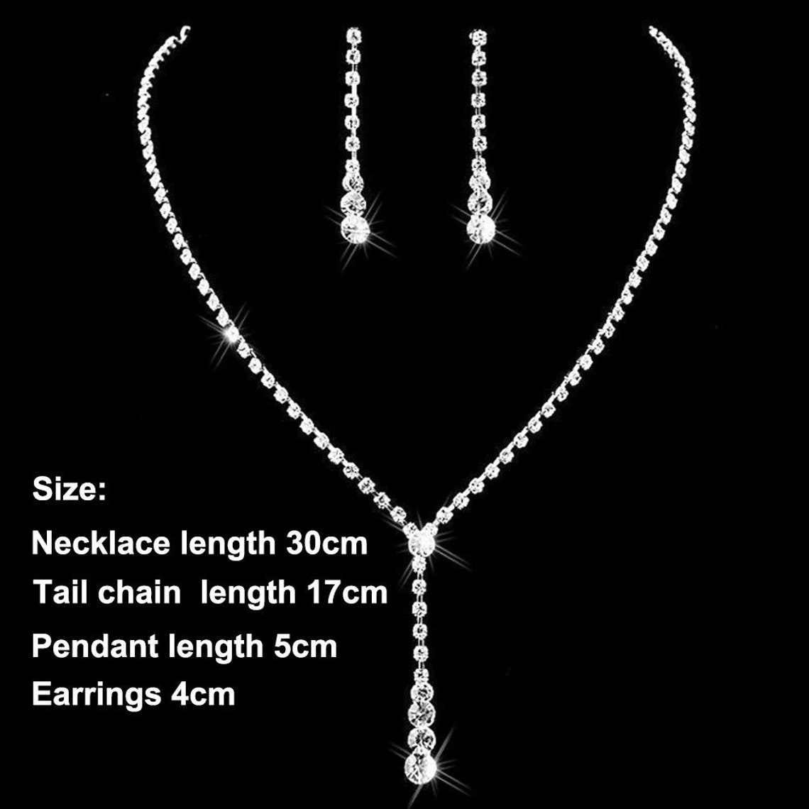 Wedding Crystal Drop Jewelry Set Bridal Jewelry Set Etsy