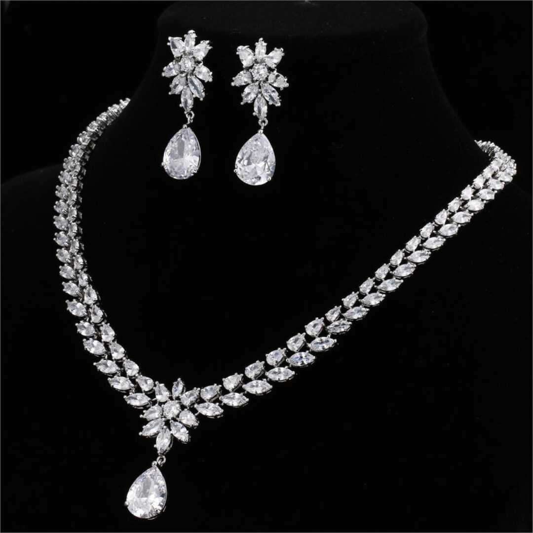 Bridal Jewelry Set Wedding Jewelry Set for Bride Silver Etsy