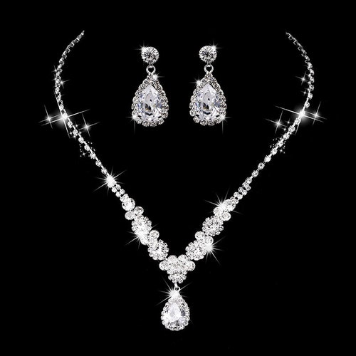 Crystal Bridal Jewelry Set Silver Wedding Jewelry Set - Etsy