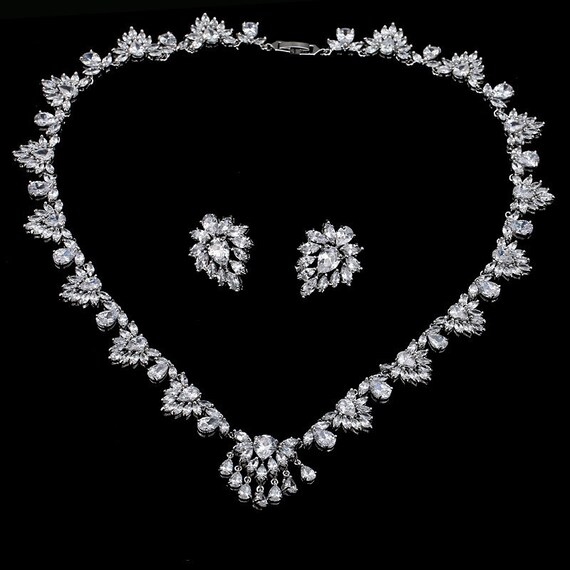 Silver Bridal Jewelry Set Wedding Jewelry Set for Bride Etsy