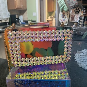 Cartera de mano con diamantes de imitación
