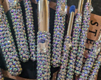 Rhinestone makeup brush set