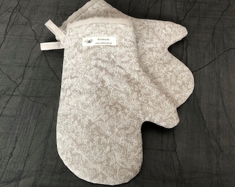 Oven gloves pot holders made of linen (1 pair) with heat-insulated fleece production also for small hands