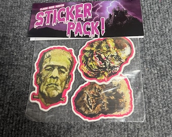 Halloween Monsters Sticker Pack! Classic Movie Monster Stickers! Frankenstein, Wolfman and Creature!!!