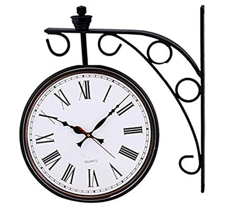 Metal Double Sided Railway Wall Clock Etsy