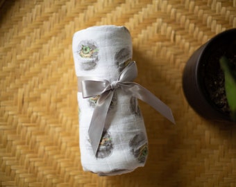 Muslin Swaddle Blanket, Mandalorian, Baby Receiving Blanket, Cotton Gauze Swaddle Blanket, Soft Lightweight Cotton