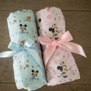 Muslin Swaddle Blanket Mickey Minnie Mouse Swaddle Blanket Baby Receiving Blanket Cotton Gauze Swaddle Blanket Soft Lightweight Cotton Etsy