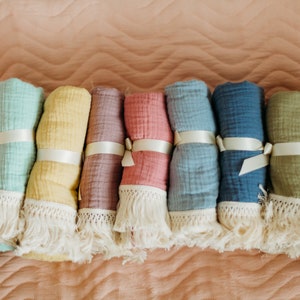 Musselin Decke Swaddle Decke mit Fransen, Baby Erhalt Decke, Musselin Decke, Weiche, Leichte Baumwolle