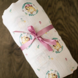 Muslin Swaddle Blanket, Winnie the Pooh Swaddle Blanket, Baby Receiving Blanket, Cotton Gauze Swaddle Blanket, Soft Lightweight Cotton