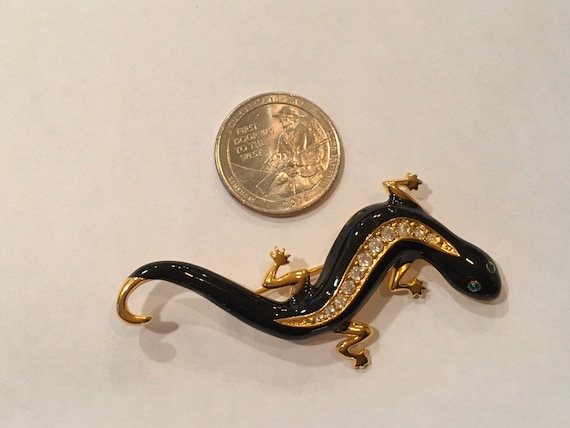 Avon 1990s Salamander Pin, Vintage Avon black ena… - image 4
