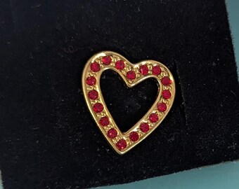 Avon Red Sparkling Heart Pin, Heart brooch with Red Rhinestones, Avon 1992 New Vintage Pin, Valentines Gift For Her, Red Heart Jewelry