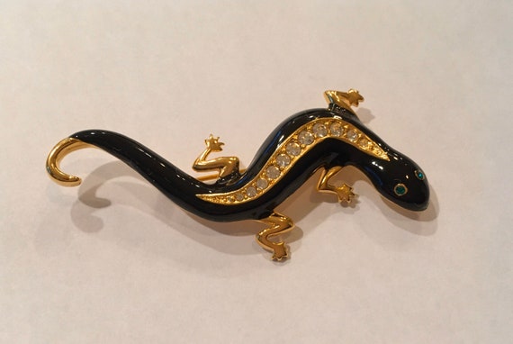 Avon 1990s Salamander Pin, Vintage Avon black ena… - image 3