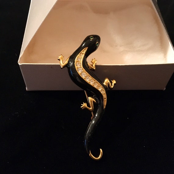 Avon 1990s Salamander Pin, Vintage Avon black ena… - image 2