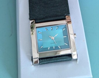 Avon Vintage Watch, 2003 Colorful Ribbed Strap Watch, Avon Green Faced Quartz Watch, Colorful Green Watch