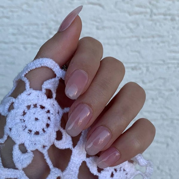 Pure - milky nude colored press on nails glossy